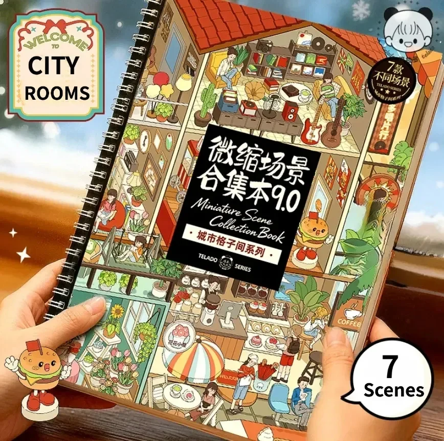 21Pcs 3D Interior Architecture Design Stickers Book Album Cartoon Scene DIY Toy Game Festival Birthday Gift for Kid Girl Child