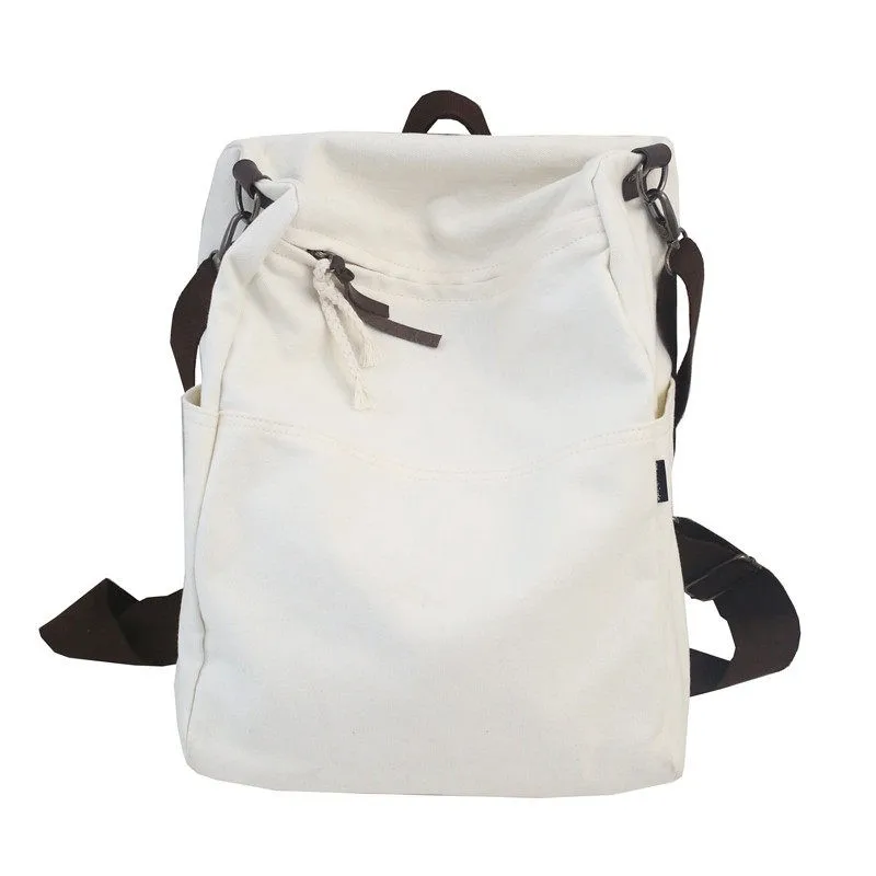 Large Capacity Canvas Shoulder Bag Women's Travel Crossbody Backpack Korean Style Harajuku Student Bookbag Multi-Functional Bag