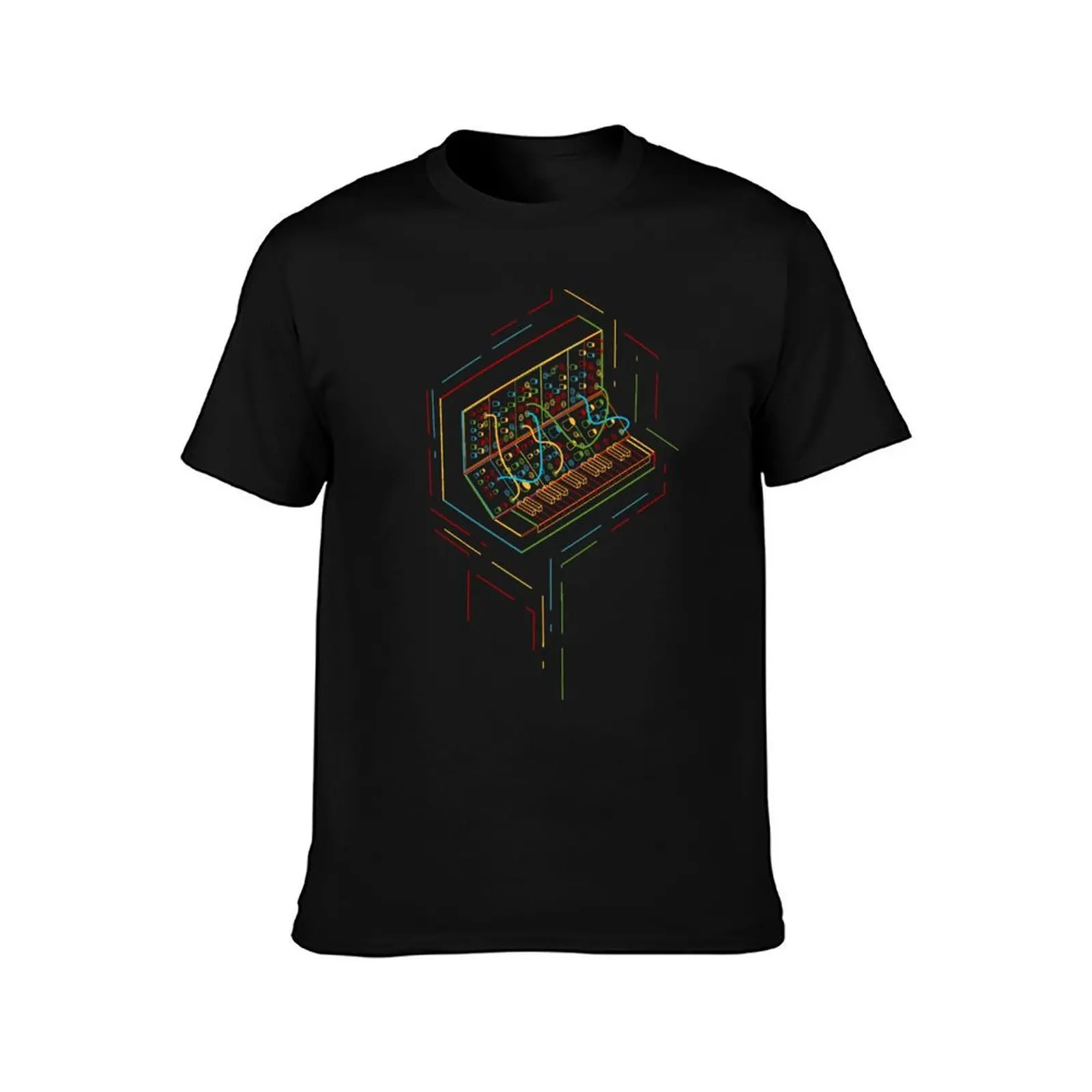 Multicolor Modular Synthesizer T-Shirt, Summer Casual Cotton Tee, Oversized Streetwear Tops, Vintage Graphic Print, 100% Cotton