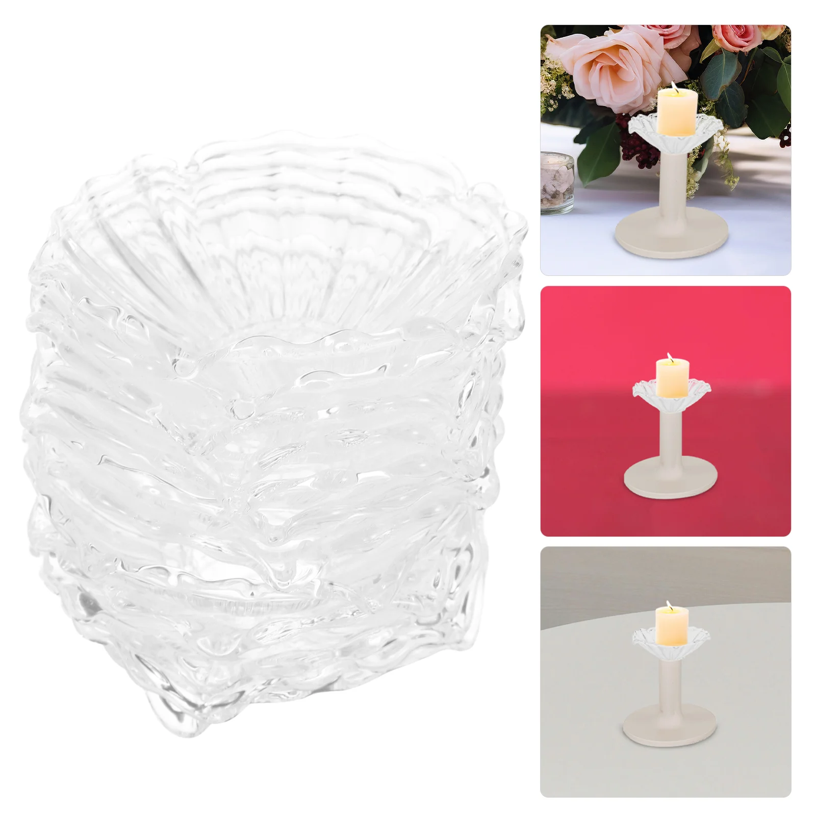 

12 Pcs Drop Protector Round Drip Tray for Candles Holder Candlestick Dish Ornament Glass Prevent
