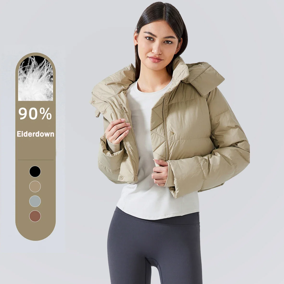 New High Quality Women's Winter down Jacket Detachable Hood Velvet Gym Jacket Women Long Sleeve Windproof Waterproof Coat