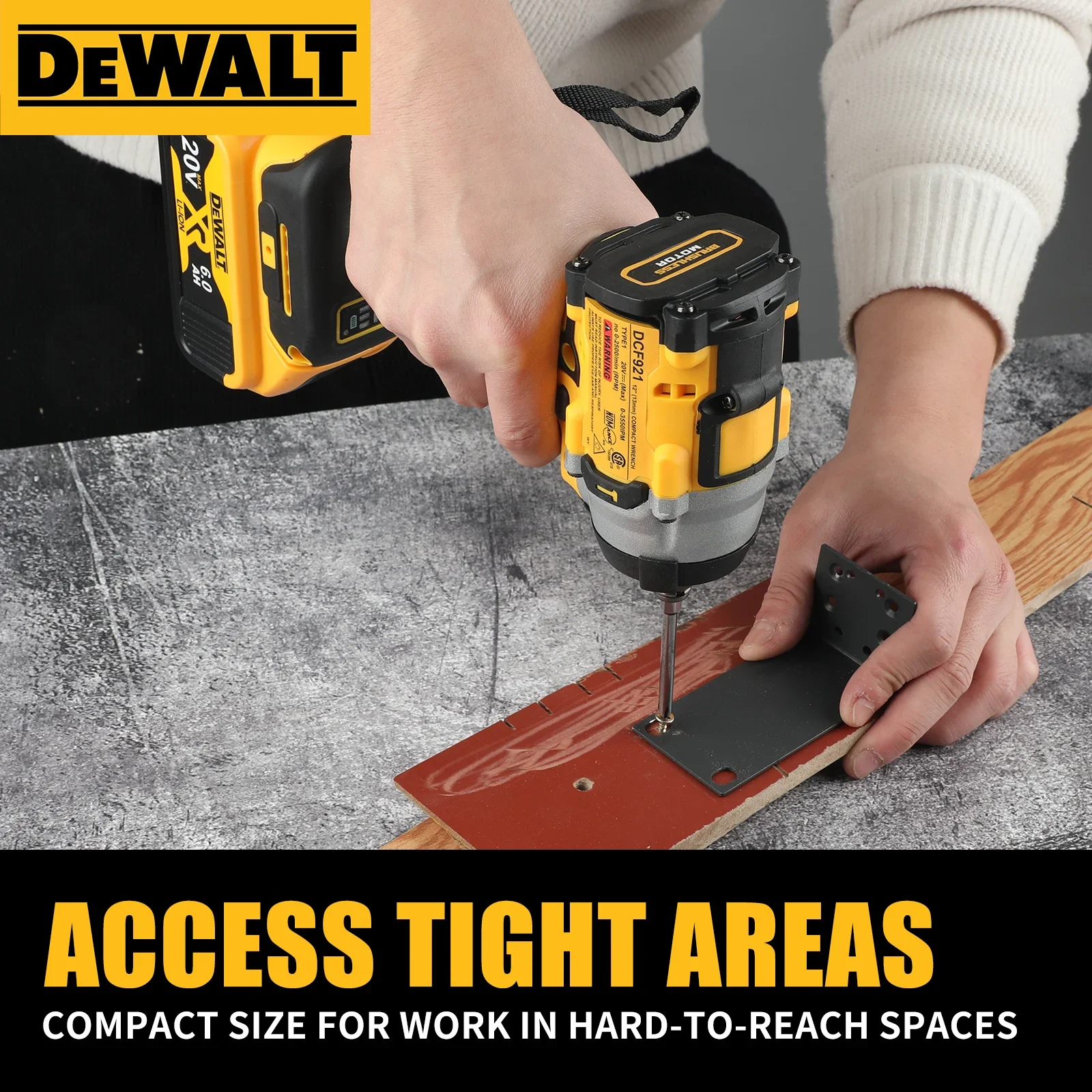 Chave de impacto sem fio DEWALT DCF921 20V máx. 1/2" tem velocidade variável. Seu controle de chave de precisão garante precisão