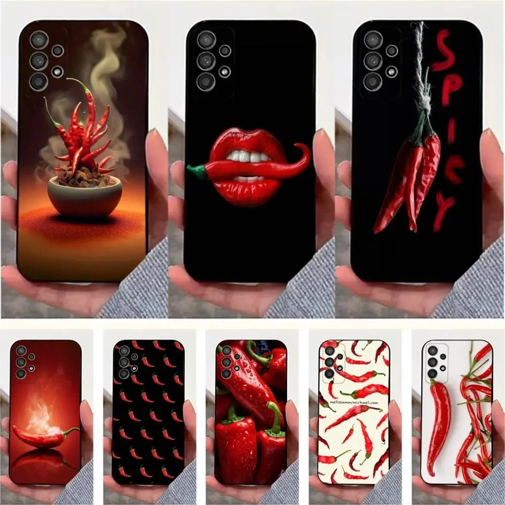 

Red Chilli Pepper Pattern Phone Case For Samsung S25,S24,S23,S22,S20,S21,S10,Ultra,Plus,Lite,FE,Soft Silicone Black Cover