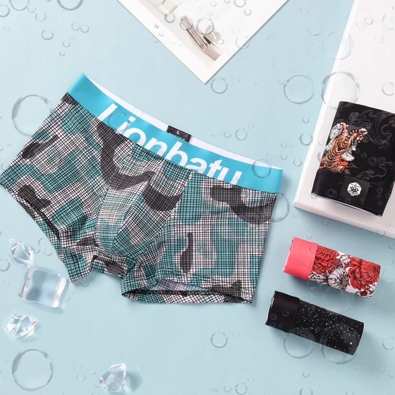 Трусы-боксеры Xiaomi мужские из вискозы, удобные дышащие быстросохнущие модные тонкие шорты с принтом, нижнее белье, 4 шт.