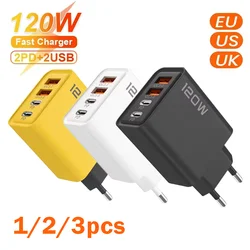 Insgesamt 120w Schnell ladegerät Typ C Schnell ladung 3.0 USB-Ladegerät Adapter für iPhone Samsung Xiaomi PD USB-Ladegerät Schnell ladestecker