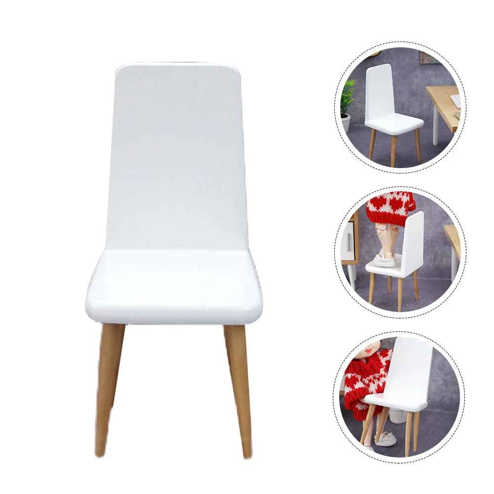 Chairs Small White Dolly House Miniature Birch Model Playhouse Decor Furniture Child