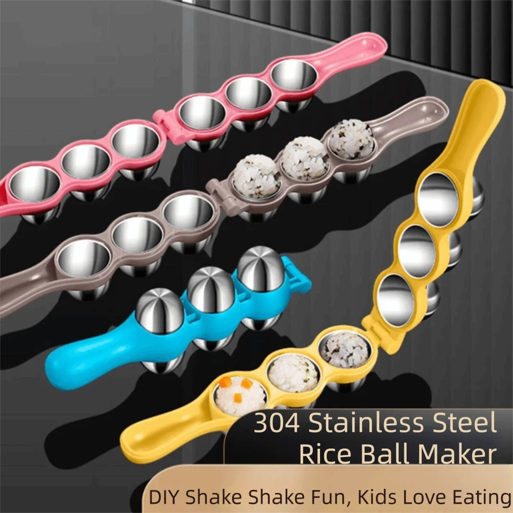 

Stainless Steel Rice Ball Mould Easy to Use Food Grade Sushi Maker Detachable Easy to clean Rice Roll Shake Home Cooks