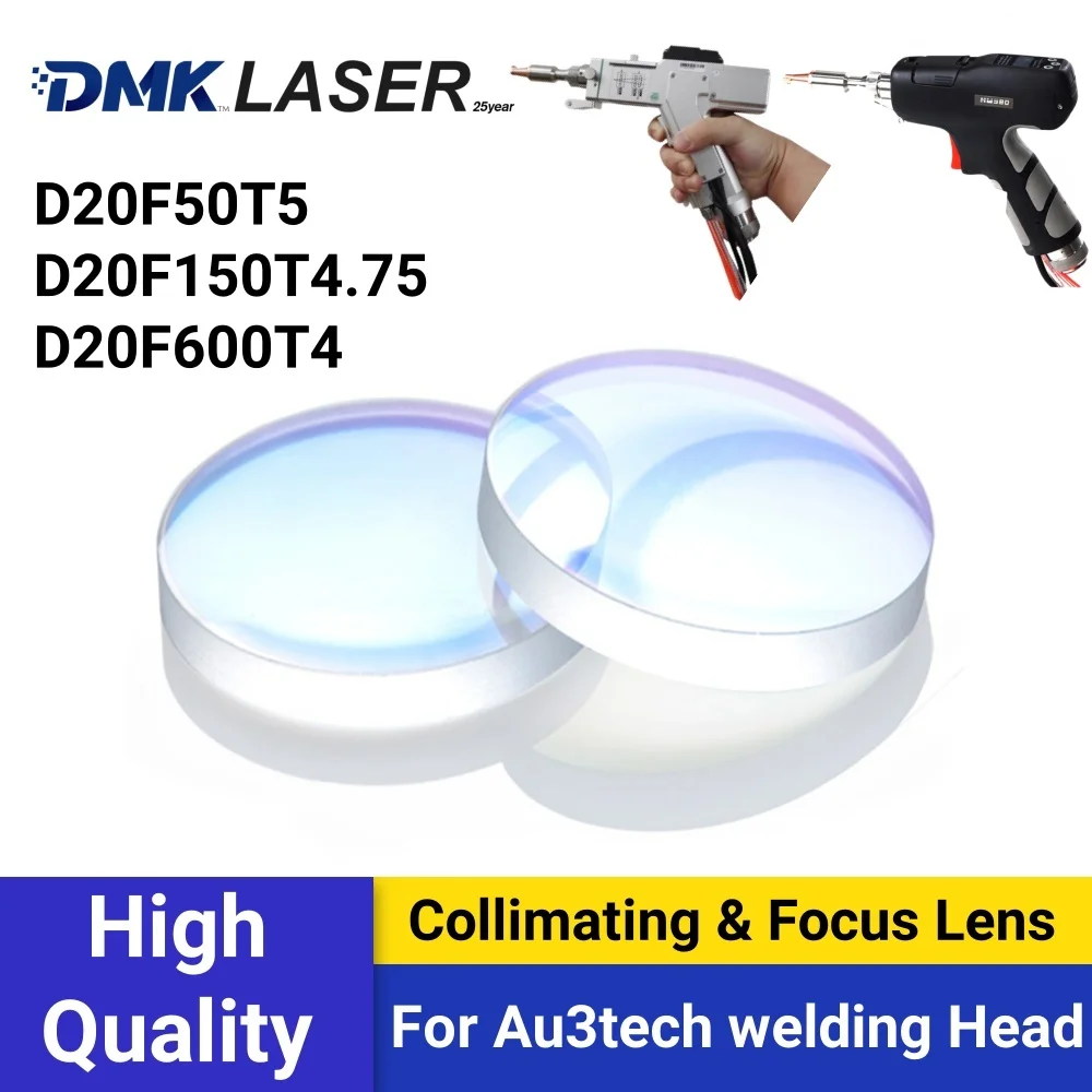 Lentilles de collimation DMK Au3tech D20F50/150/F600mm Au3tech pour pistolet de soudage laser portatif HW970 et pistolet de soudage HW980