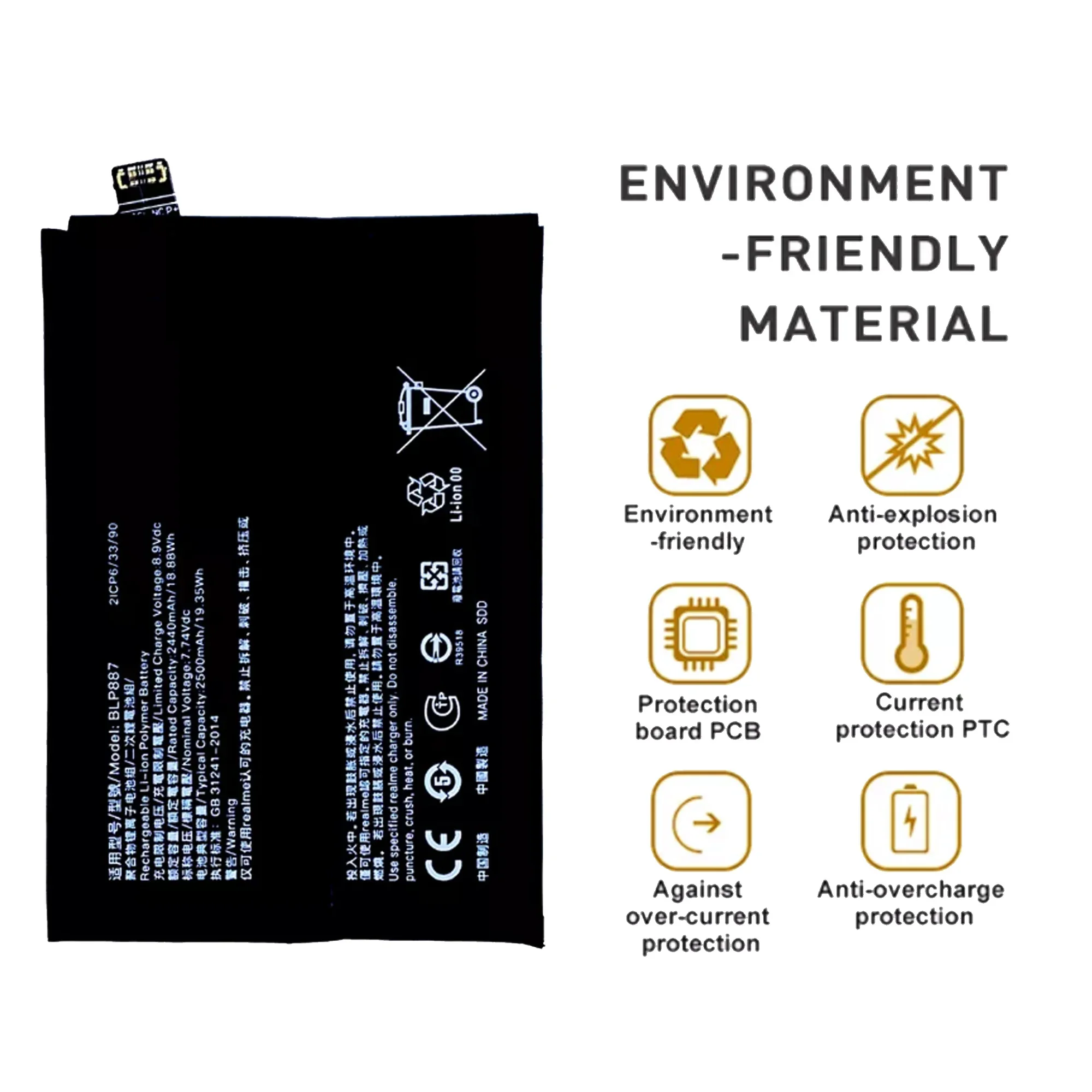 100% Original Capacity BLP887 Battery For OPPO Realme GT NEO 2 / GT2 Pro Battery Replacement Repair Part Phone Bateria