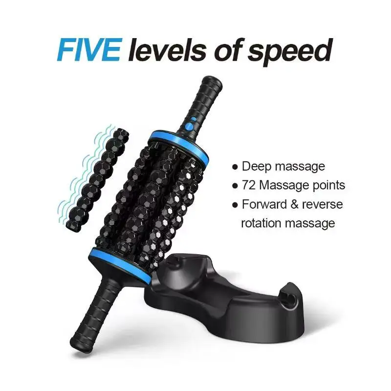 Rolling Percussive Massager for Deep Massage to Relax Muscles Cordless 360 Body Massager Roller with 5 Levels of Speed