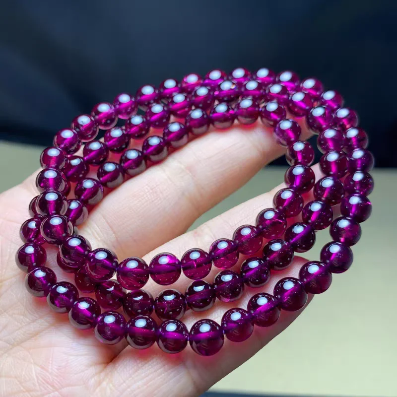 

Natural Purple Garnet 3 Laps Beads Bracelet Jewelry Women Men 5mm Purple Garnet Crystal Round Bead Healing stone AAAAAA