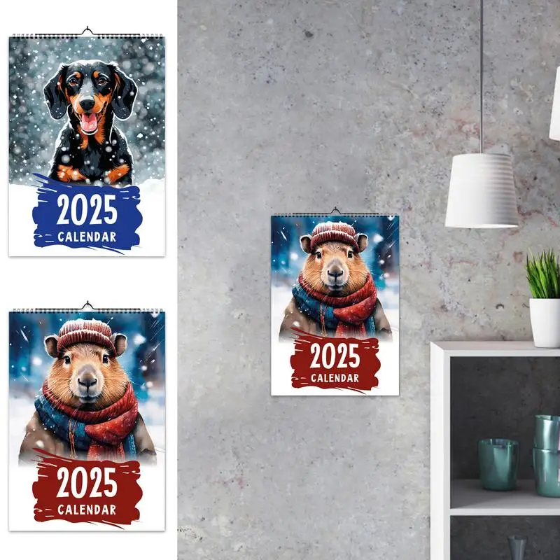 Dog Calendar Family Planner Calendar 2025 Animal Wall Calendar 12 Monthly Funny Cute Puppies Planner Organizer Agenda For Home