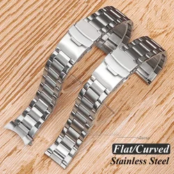22mm Stainless Steel Solid Watch Strap Arc/Straight End Steel Bracelet Folding Buckle Universal Replacement Watch Band for Rolex