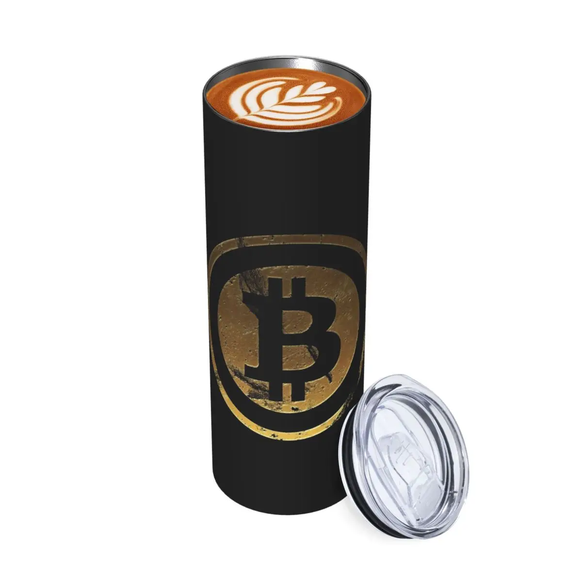 Vintage Bitcoin Log Stainless Steel Tumbler Vacuum Insulated Mugs Thermal Cold Bottle Straws With Lid 20oz