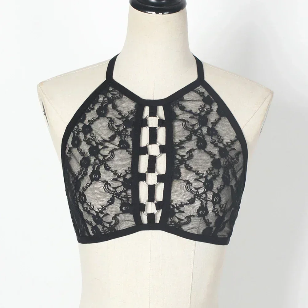 Sexy Women See Through Lace Bra Top Sheer Mesh Bralet Crop Top Blouse Tee Tops lingerie Body Women\'s Evening Corset