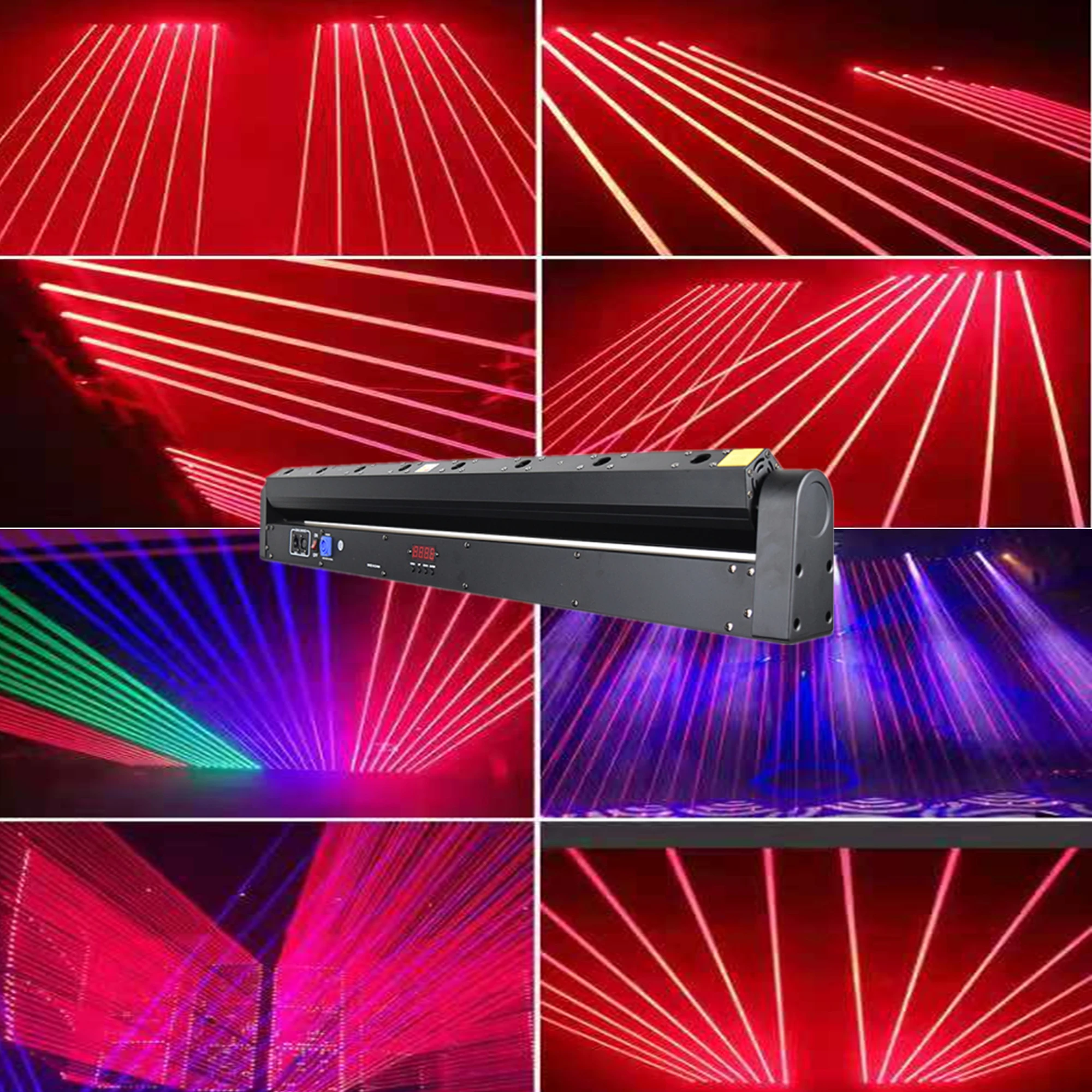 Luz laser com cabeça móvel de 8 olhos, rgb, cor completa, dmx512, feixe de controle, barra de luz, dj, palco, projetor, discoteca, festa, casamento, iluminação