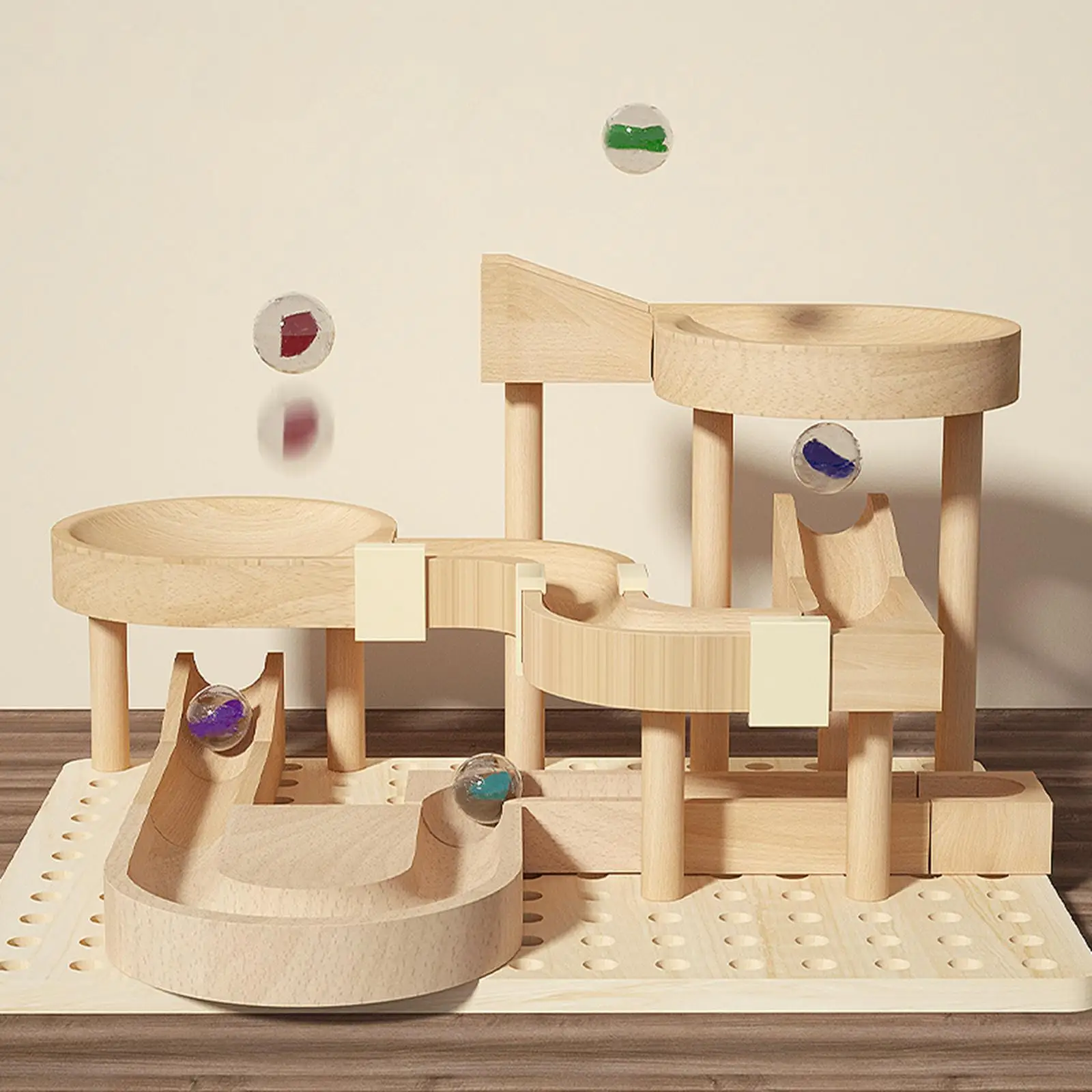 DIY Wooden Track Marble Toy DIY Building Kits for Holiday Teens Adults Hobby
