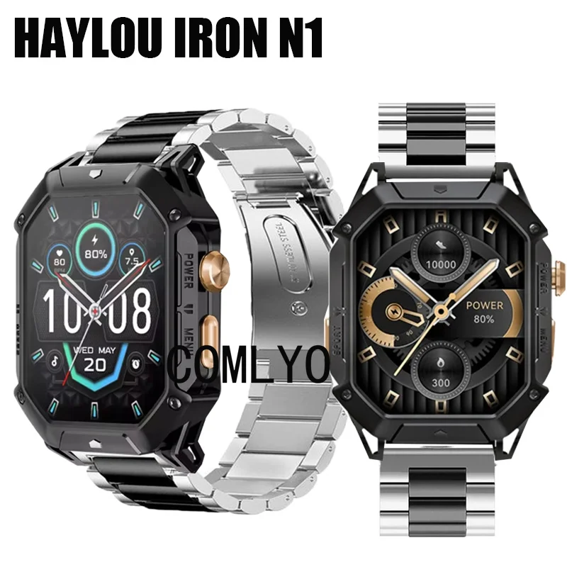 For HAYLOU IRON N1 Smart Watch Strap Stainless Steel Metal Band Bracelet Men Belt