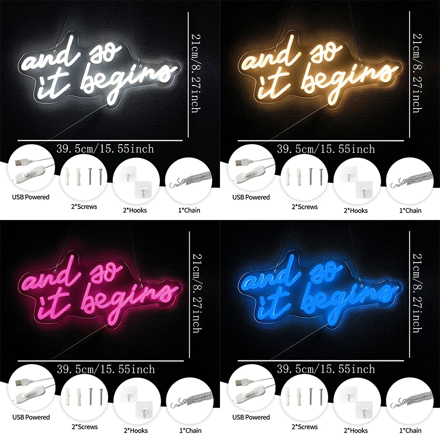 And So It Begins Led Neon Signs, Letter Icons Used For Room Living Room Marriage Proposal Party Wedding Decor, Christmas Gifts.