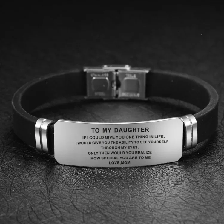 Women\'s Bracelets To My Daughter Loved More Then You Know Bracelet Fashion Birthday Gifts for  Silicone Bangles