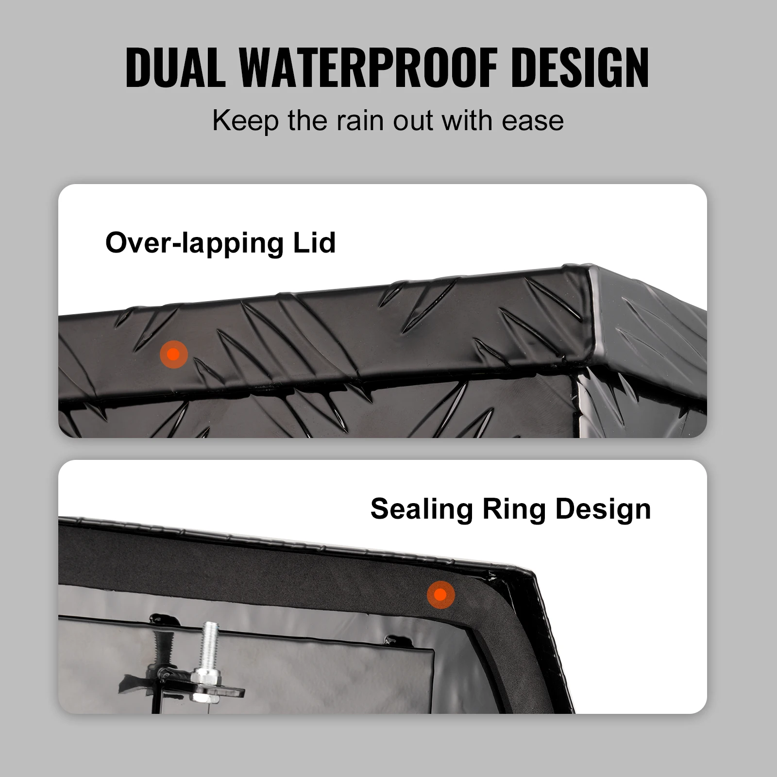 SucceBuy Trailer Tongue Box, Aluminum Alloy Diamond Plate Tongue Box Tool Chest, Heavy Duty Trailer Box Storage for Pickup Truck