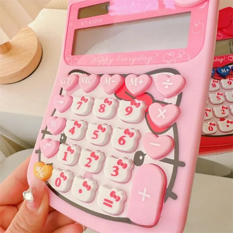 سانريو مرحبا كيتي أنيمي آلة حاسبة التعلم الشمسي آلة حاسبة الكمبيوتر الإلكترونية مدرسة مكتب الكرتون لوازم مكتبية هدية #3
