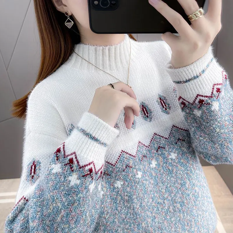 

Autumn Winter Clothes 2025 Woman Pullover Thicken Warm Women's Long Sleeve Top Pulls Femmes Knitwear Sweater Female Jumper