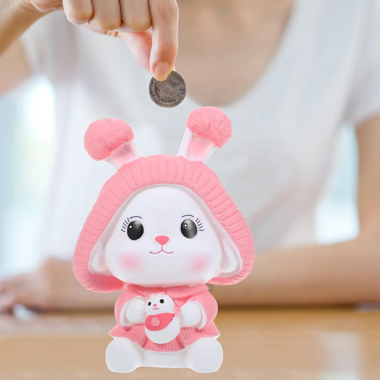 女の子向けのかわいいウサギの貯金箱、素敵なウサギのお金入れ、斬新なコインバンク、子供用貯金箱、デスクトップデコレーション、お部屋の飾り