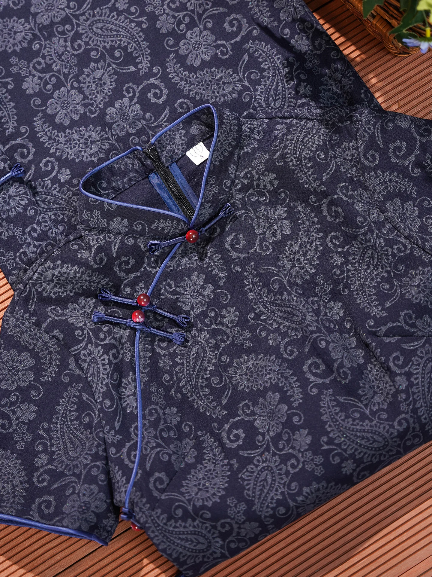 

Синее облегающее макси-платье с цветочным узором, скрывающее живот, новое, в китайском стиле, весна-лето, с коротким рукавом, длинная юбка