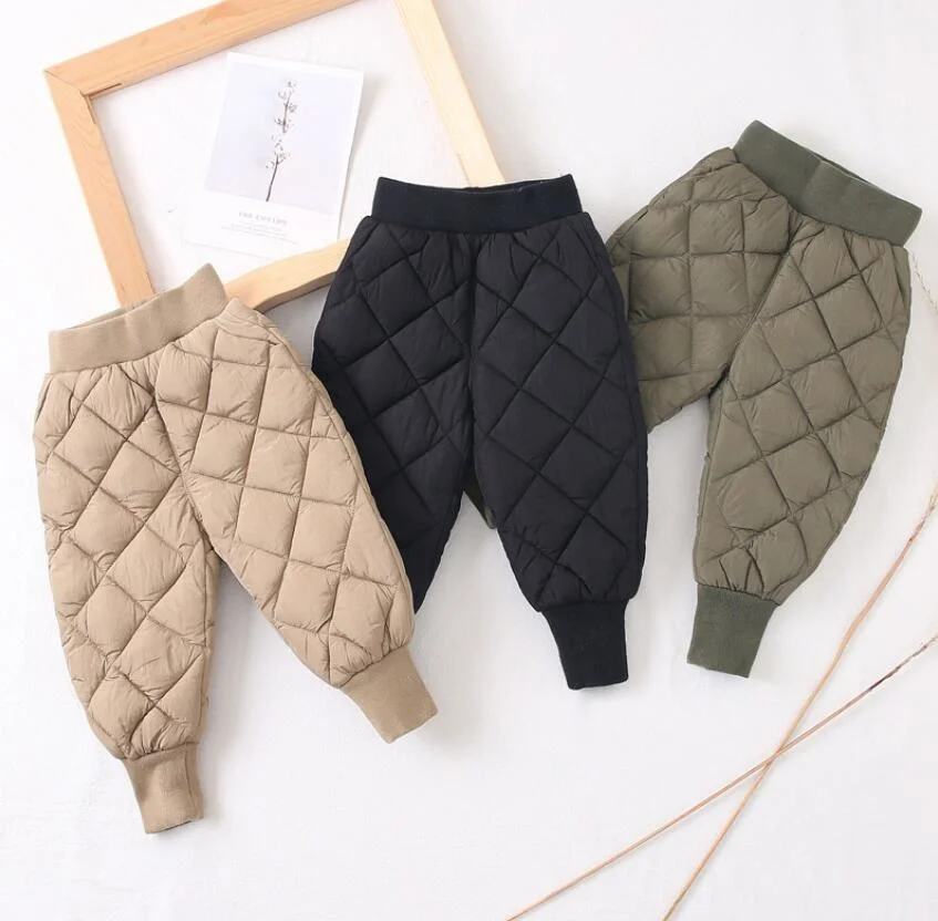 Boys and girls cotton trousers autumn and winter clothes children\'s trousers casual down cotton trousers thick warm pants