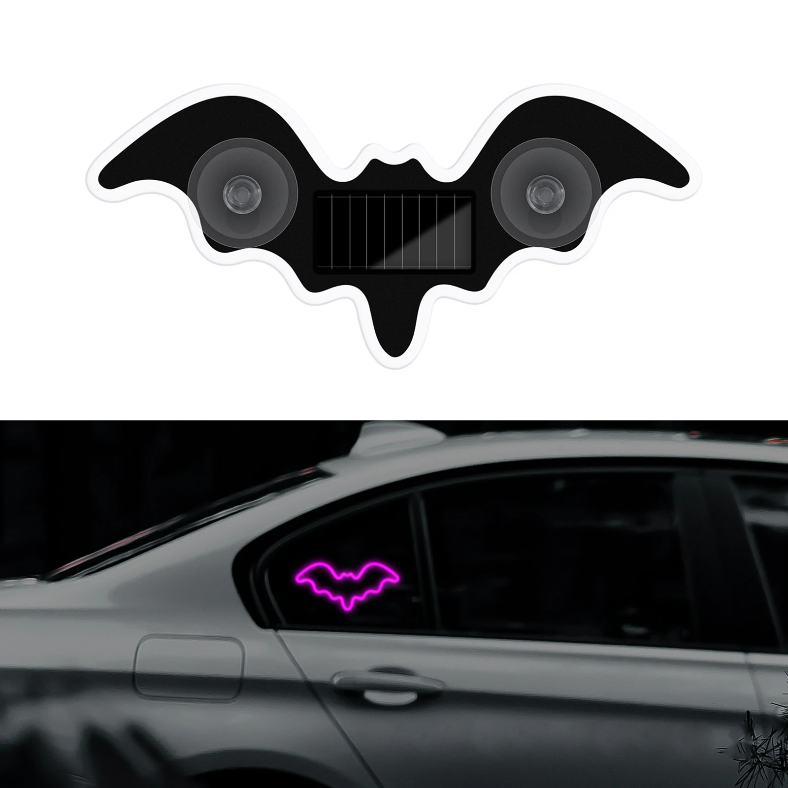 Solar LED Car Window Light USB Rechargeable LED Wireless Bat Light Interior Ambient Glow Lamp for Car Windshield Rear Window