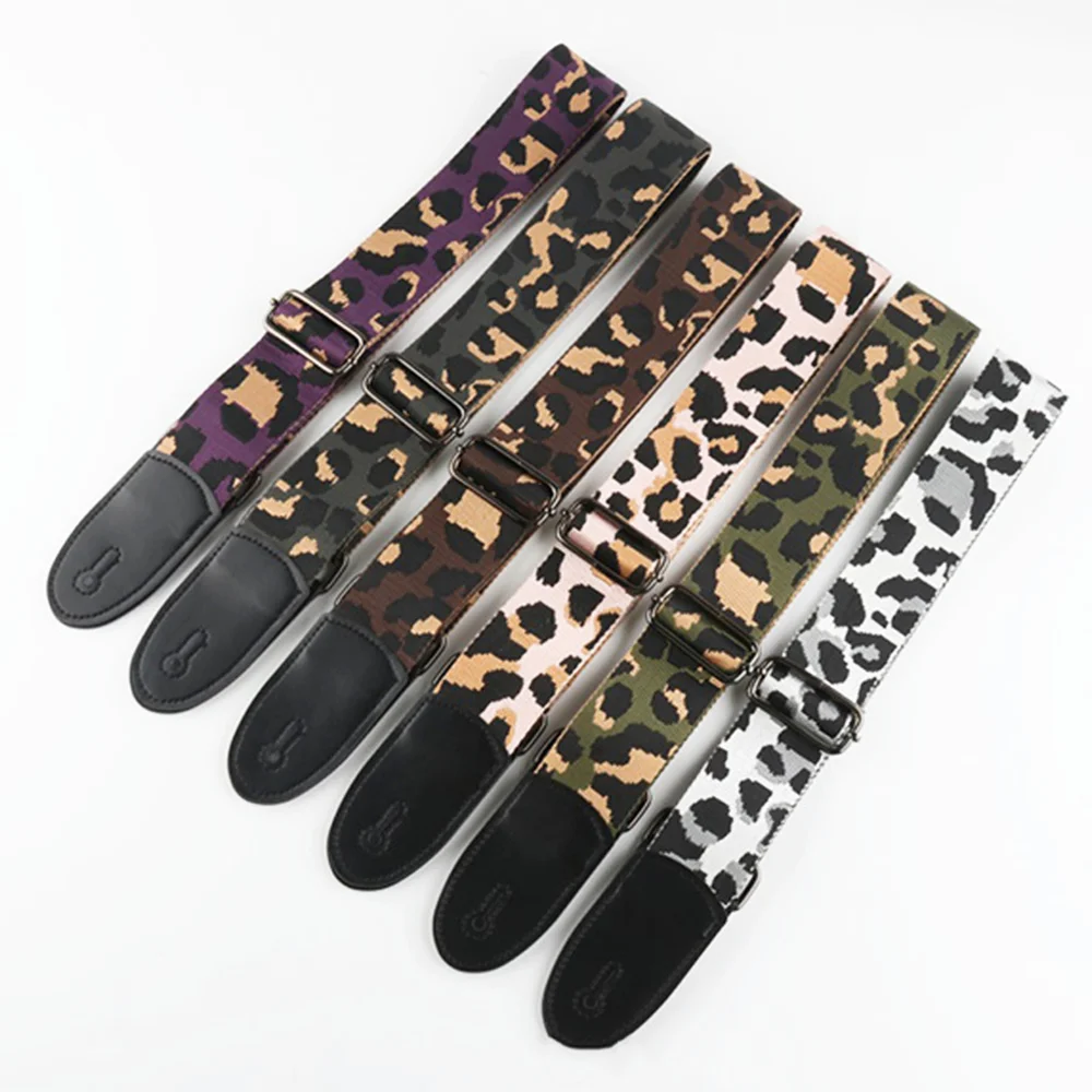 

Leopard Print Double Guitar Strap Shoulder Strap 5cm Color Diamond Double Jacquard Webbed Guitar Strap