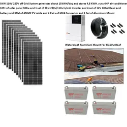 Zestaw paneli słonecznych kompletny 5000W 220V 110V inwerter solarny System bateria hybrydowy falownik Mount 4HP klimatyzacja bojler