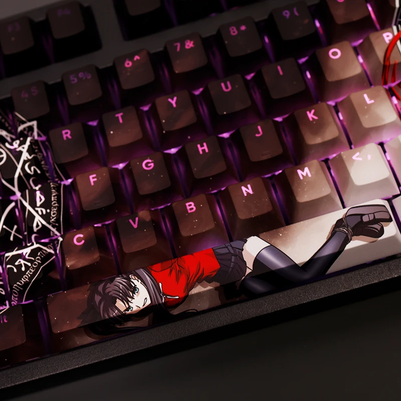 Tohsaka Rin PBT Keycaps, Fate and Stay Night, Anime Games, Beauty Girl Key Caps, Aucun ne recommande pour les claviers mécaniques de bricolage, 108 prédire par ensemble