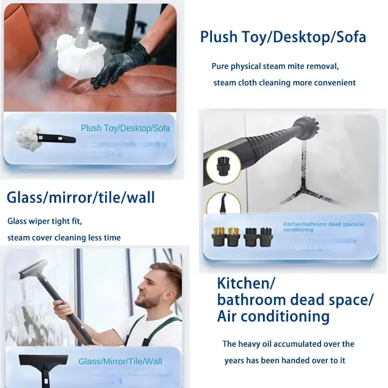 Limpiador a vapor de alta temperatura, máquina de esterilización a presión para el hogar, suelo, coche, cocina, limpieza de aire acondicionado, 2600W