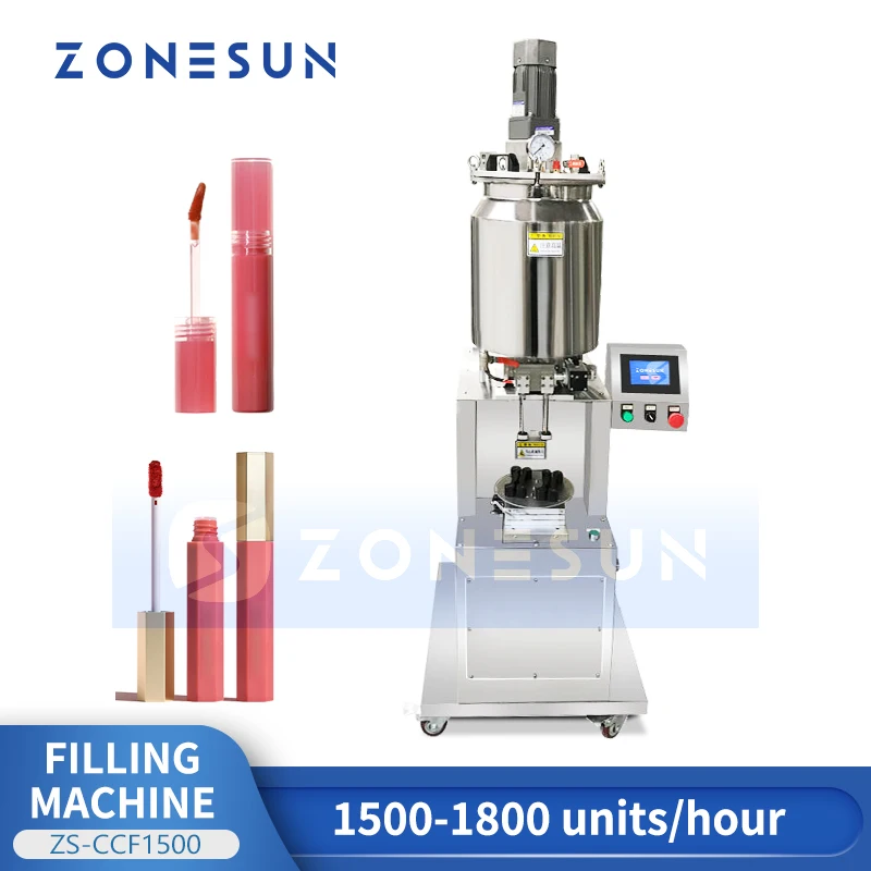 Zonesun ZS-CCF1500 Lip Gloss Filler Machine Tube Filling Machine Paste Filler Heating Mixing Filling Machine