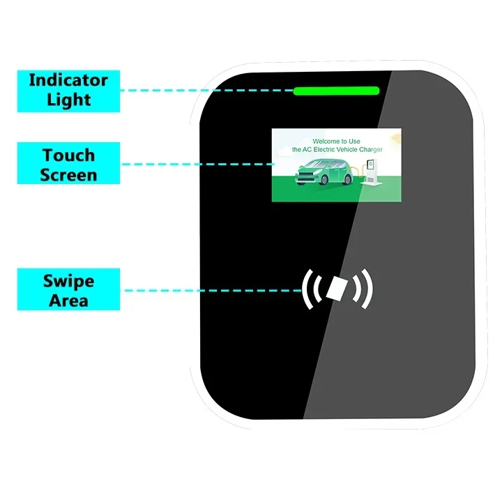 Electric Car Solar EV Charger Type 2 Ocpp AC Wall Box Home EV Charging Station with Display