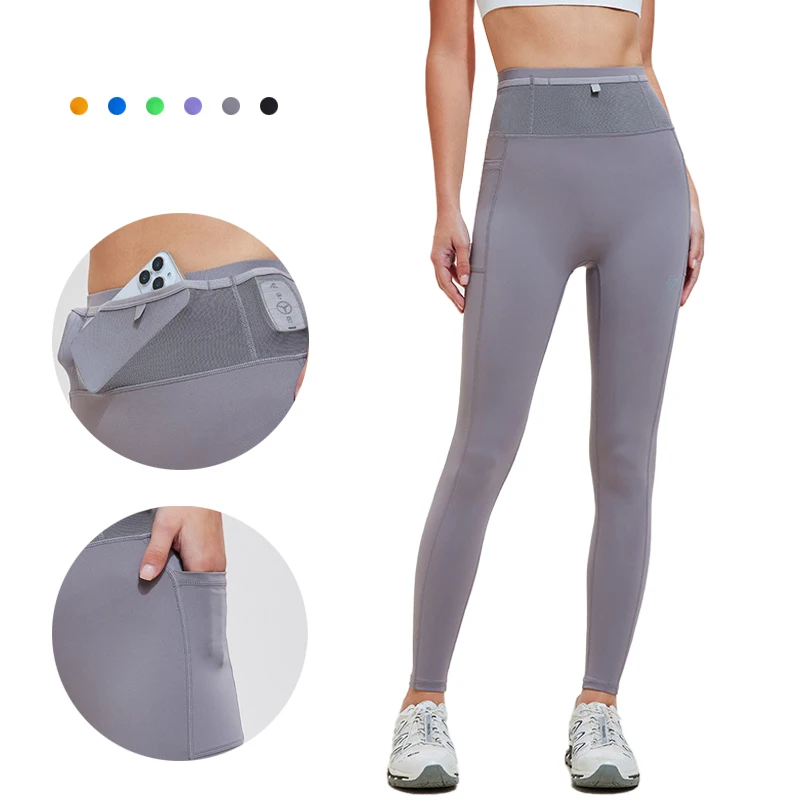 

(S-4XL)High Waist Compression Women Running Tights with Around Mesh Pockets Gym Workout Athletic Pants Slimming Yoga Leggings