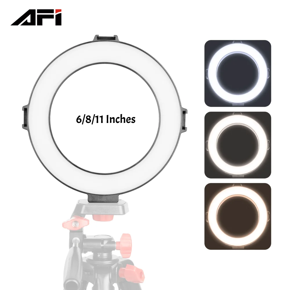 

AFI 6/8/11" LED Ring Light USB Dimmable Selfie White Fill Light Photography Studio Lamps for Tiktok Youtube Video Live Make Up