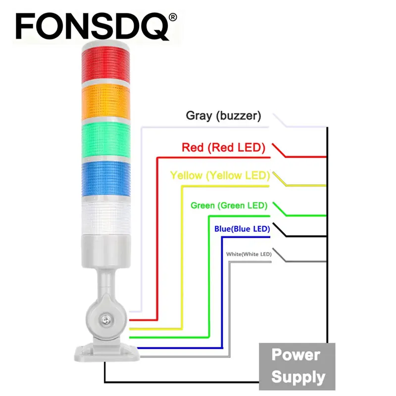 Çok Katmanlı Led Sinyal Kulesi Yığın Lambaları DC12-24V AC220V Sabit Yanıp Sönen Işık Endüstriyel Sinyal Uyarı Lambaları Buzzer