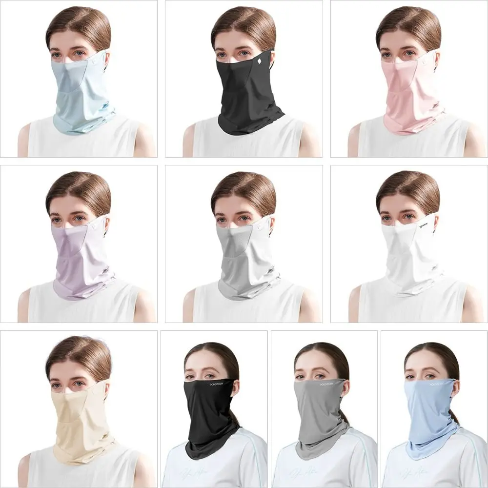 Hanging Ear Headband Face Balaclava Scarf Headband Scarf Head Face Neck Gaiter Face Cover Scarf Ice Silk Sunscreen Mask