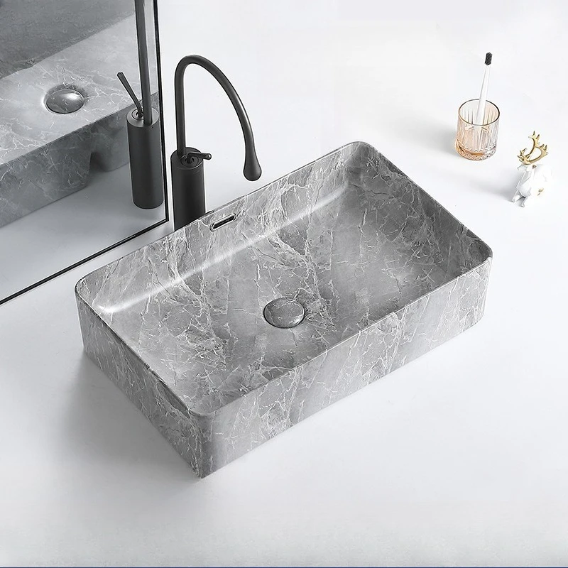 Ceramic integrated single-hole basin, hand and face washing on the table, kitchen and bathroom pool