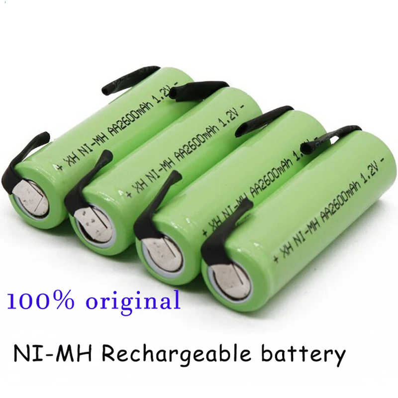 1.2V AA 2600mah Ni-MH rechargeable battery Ni-MH battery green case with solder tabs for Philips electric shaver toothbrush