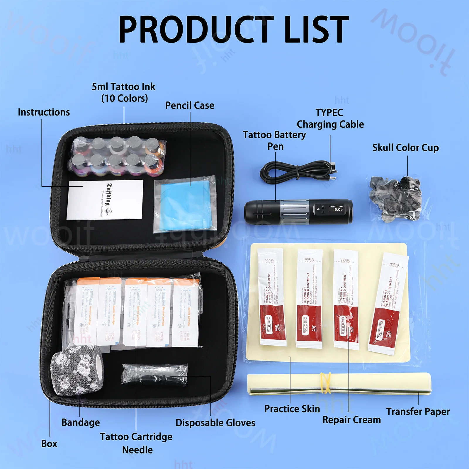 Wireless battery pen LED screen display tattoo machine cutting line fog tattoo equipment