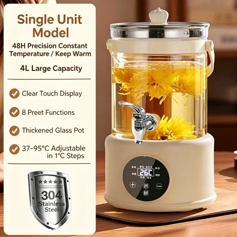 Health Pot 4L Household Multi-functional Office Stewing Split Flower Teapot Large Capacity Kettle