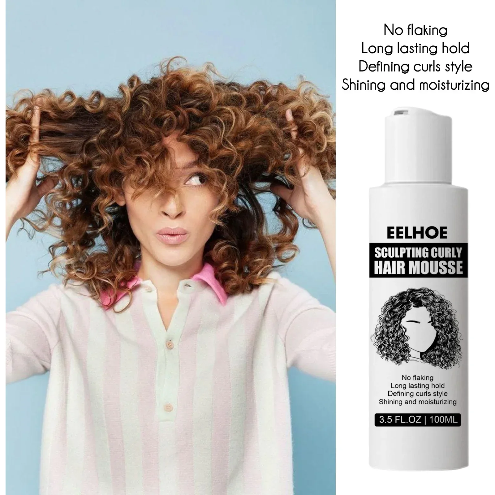 100ml capelli ricci Styling elastina capelli ricci Mousse idratante e scolpita per capelli ricci perfetto per un aspetto duraturo e naturale