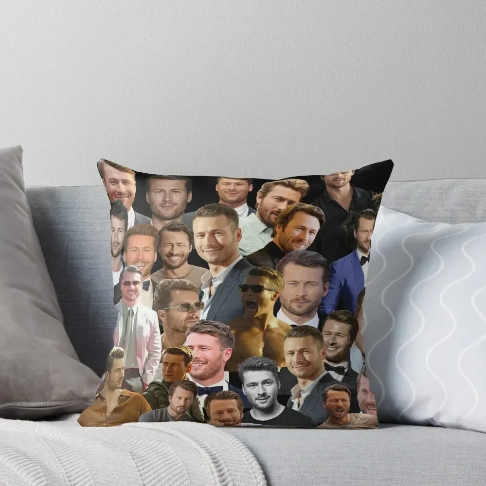 glen powell photo collage Throw Pillow Custom Cushion Photo Cushion Cover pillow cover luxury pillow