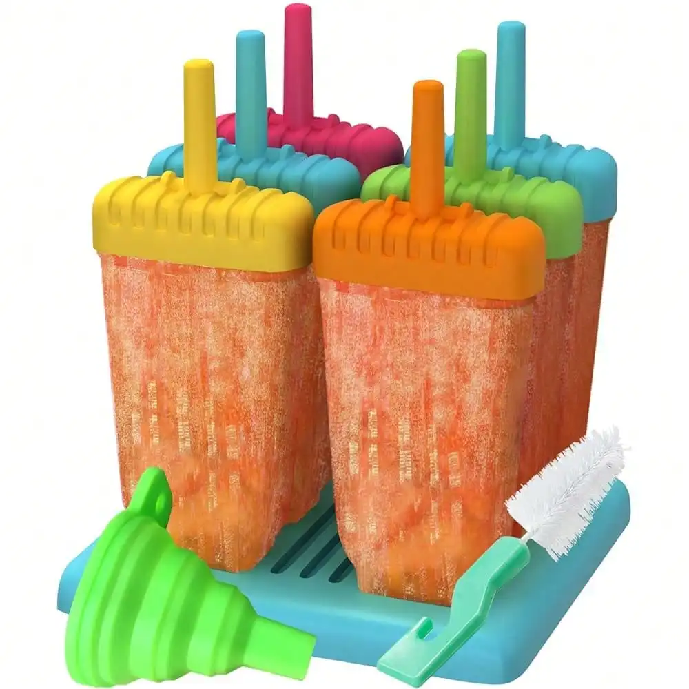 

Molds, Set Of 6 Reusable Ice Molds, Easy Release Cream Cical Sicle Maker For Homemade Sicles With Funnel & Cleaning Brush