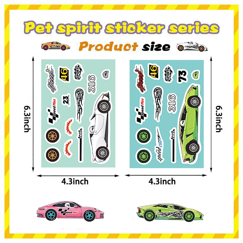 8/16Sheets Race Car Puzzle Stickers Game Make a Face Children Assemble Jigsaw   DIY Decoration Kids Educational Toys Party Favor