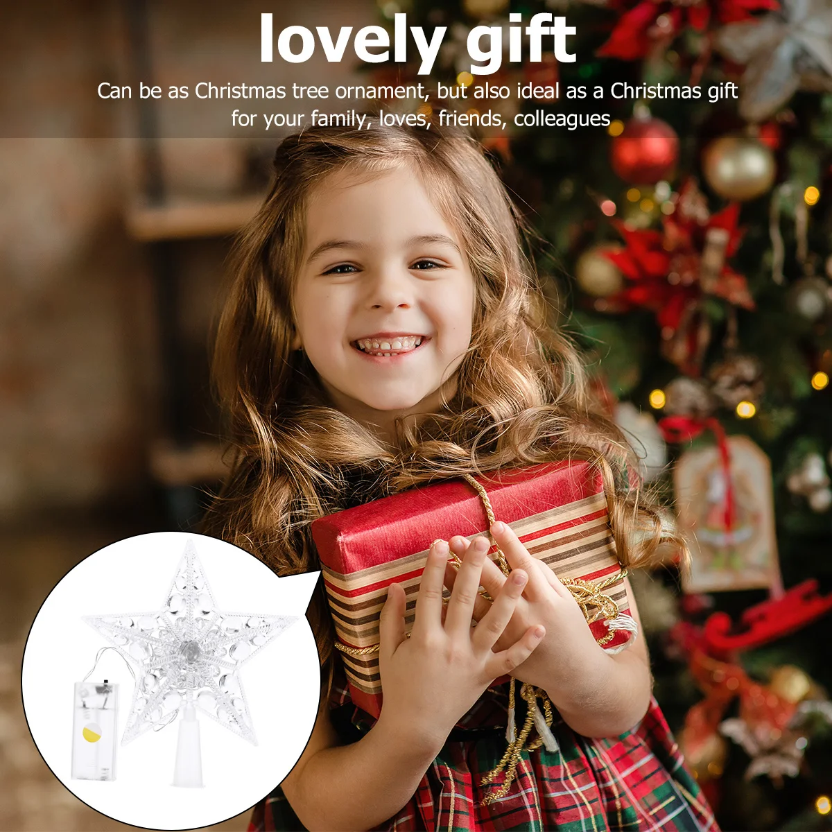 

1pc Star Shaped Lights Christmas Tree Topper Decor Dazzling Party Home Decoration Led String Light For Holiday Festival